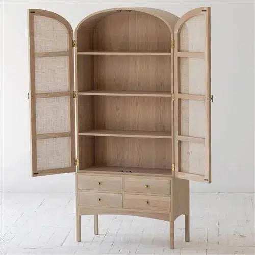 Tall Cabinet Bookcase Coastal Beach Rattan Armoire With Drawers Bookcases LOOMLAN By LH Imports