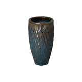 Tall Round Textured Ceramic Pot Outdoor Planters LOOMLAN By Emissary