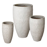 Tall Round Textured Ceramic Pot Outdoor Planters LOOMLAN By Emissary