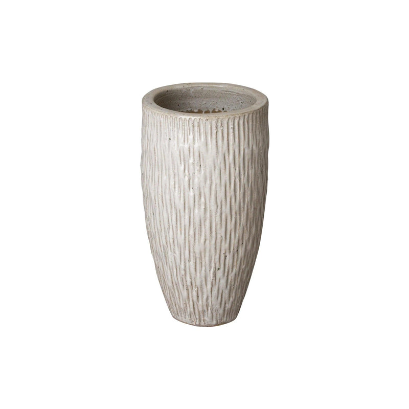 Tall Round Textured Ceramic Pot Outdoor Planters LOOMLAN By Emissary