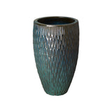 Tall Round Textured Ceramic Pot Outdoor Planters LOOMLAN By Emissary