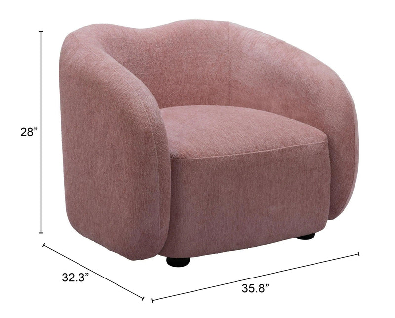 Tallin Mauve Pink Accent Arm Chair Club Chairs LOOMLAN By Zuo Modern