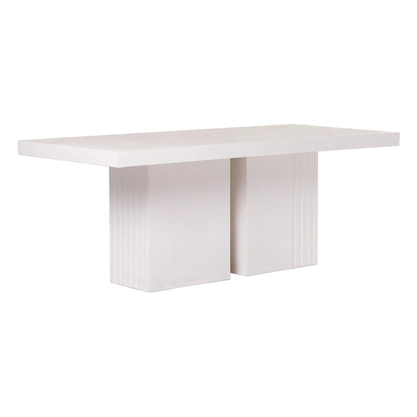 Tama Rectangle Dining Table - Double Pedestal - Ivory White Outdoor Dining Table Outdoor Dining Tables LOOMLAN By Seasonal Living