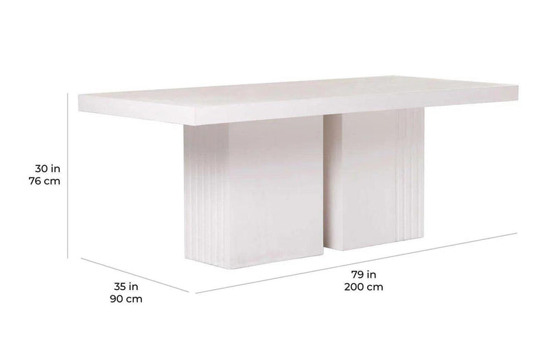 Tama Rectangle Dining Table - Double Pedestal - Ivory White Outdoor Dining Table Outdoor Dining Tables LOOMLAN By Seasonal Living