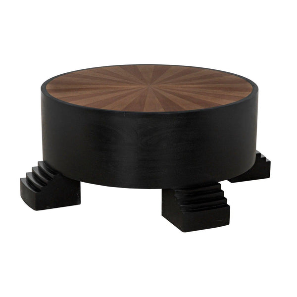 Tambour Coffee Table, Hand Rubbed Black with Veneer Top Coffee Tables LOOMLAN By Noir