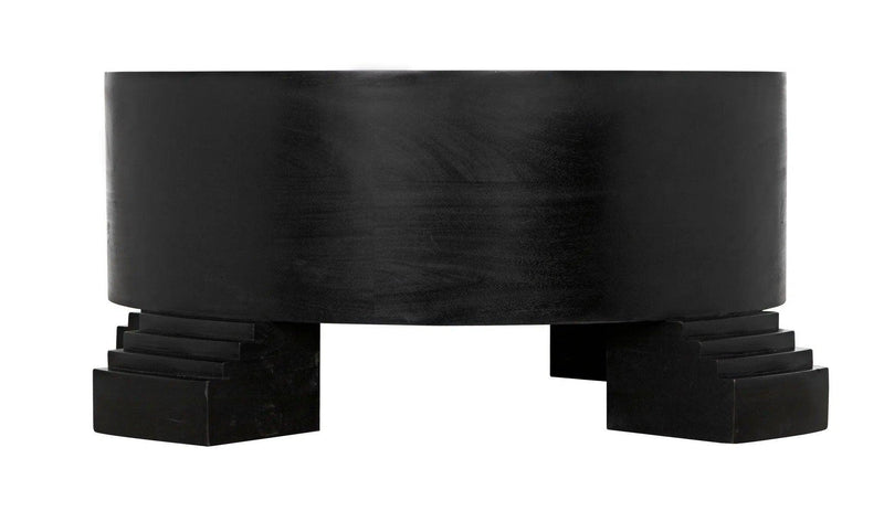 Tambour Coffee Table, Hand Rubbed Black with Veneer Top Coffee Tables LOOMLAN By Noir