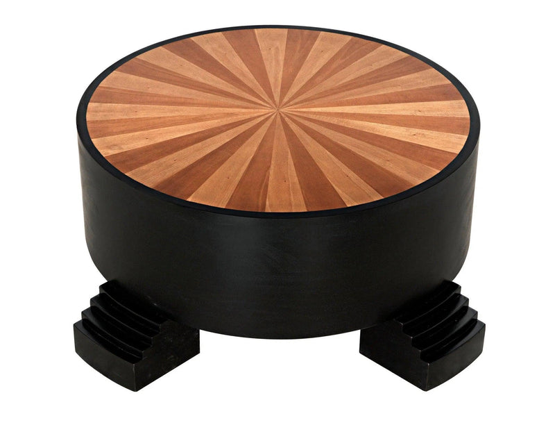 Tambour Coffee Table, Hand Rubbed Black with Veneer Top Coffee Tables LOOMLAN By Noir