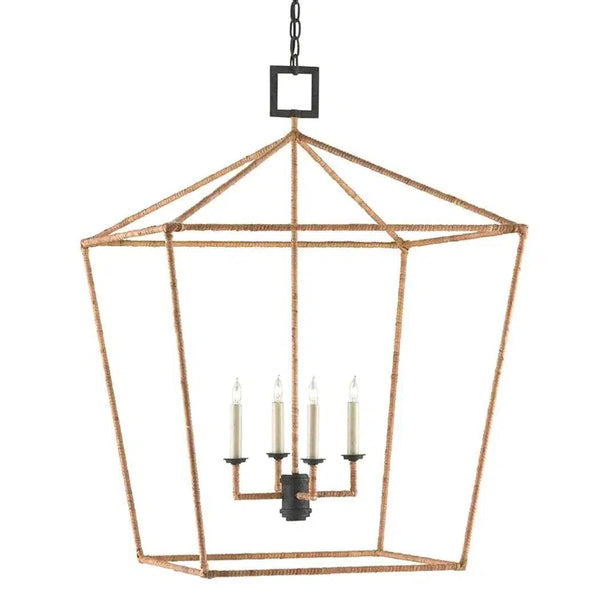 Tan Color Natural Rattan Denison Grande Lantern Lanterns LOOMLAN By Currey & Co