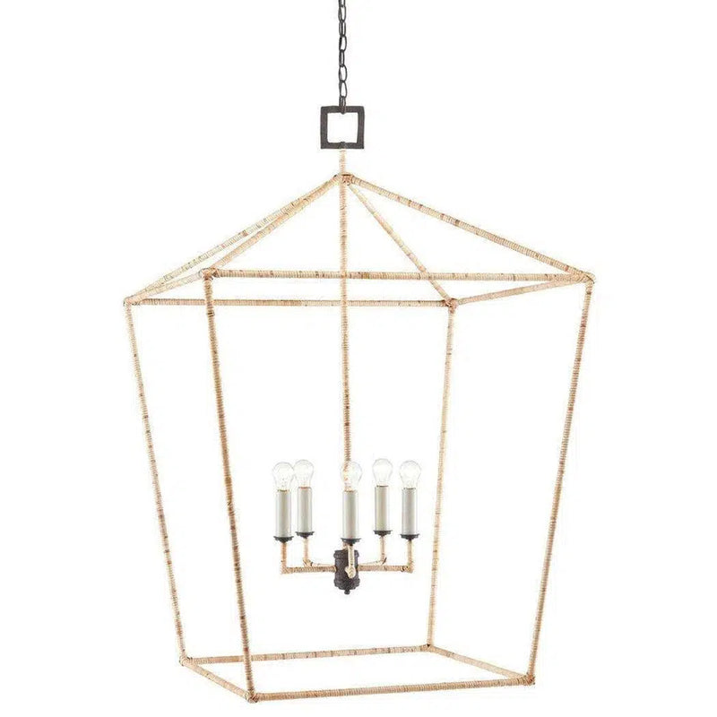 Tan Color Natural Rattan Denison Grande Lantern Lanterns LOOMLAN By Currey & Co