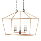 Tan Color Natural Rattan Denison Rectangular Lantern Lanterns LOOMLAN By Currey & Co