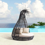 Tangalle Daybed Brown & Beige Outdoor Cabanas & Loungers LOOMLAN By Zuo Modern