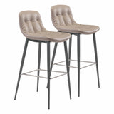 Tangiers Bar Chair (Set of 2) Taupe Bar Stools LOOMLAN By Zuo Modern