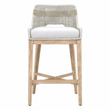 Tapestry Barstool Taupe & White Rope and Wood Frame Bar Stools LOOMLAN By Essentials For Living