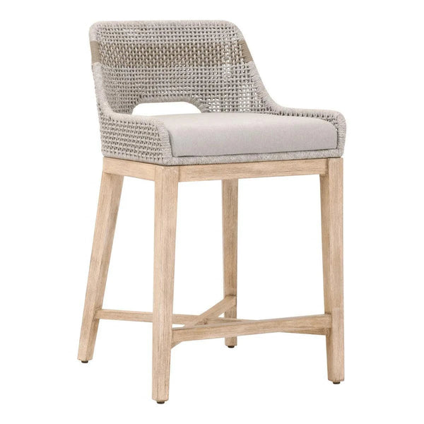 Tapestry Counter Stool Taupe & White Rope and Wood Frame Counter Stools LOOMLAN By Essentials For Living