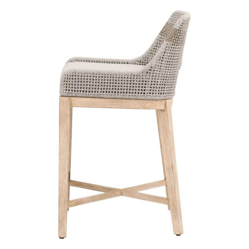 Tapestry Counter Stool Taupe & White Rope and Wood Frame Counter Stools LOOMLAN By Essentials For Living