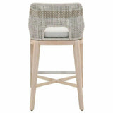 Tapestry Outdoor Barstool Taupe & White Rope and Teak Outdoor Bar Stools LOOMLAN By Essentials For Living