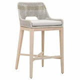 Tapestry Outdoor Barstool Taupe & White Rope and Teak Outdoor Bar Stools LOOMLAN By Essentials For Living