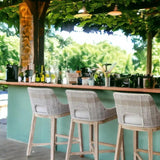 Tapestry Outdoor Barstool Taupe & White Rope and Teak Outdoor Bar Stools LOOMLAN By Essentials For Living