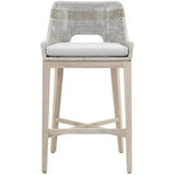 Tapestry Outdoor Barstool Taupe & White Rope and Teak Outdoor Bar Stools LOOMLAN By Essentials For Living