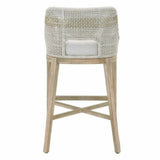 Tapestry Outdoor Barstool Taupe & White Rope and Teak Outdoor Bar Stools LOOMLAN By Essentials For Living