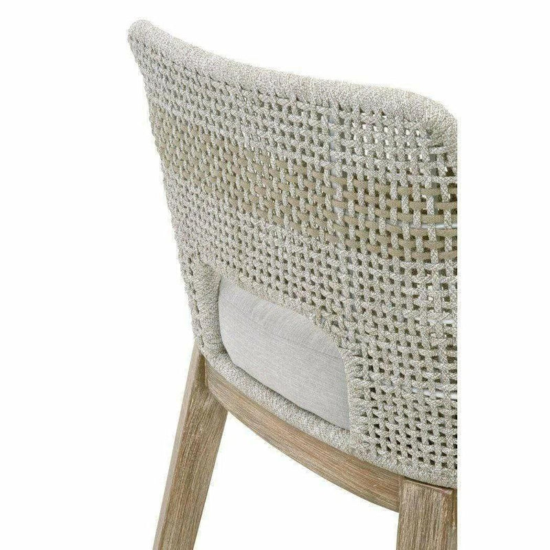 Tapestry Outdoor Barstool Taupe & White Rope and Teak Outdoor Bar Stools LOOMLAN By Essentials For Living