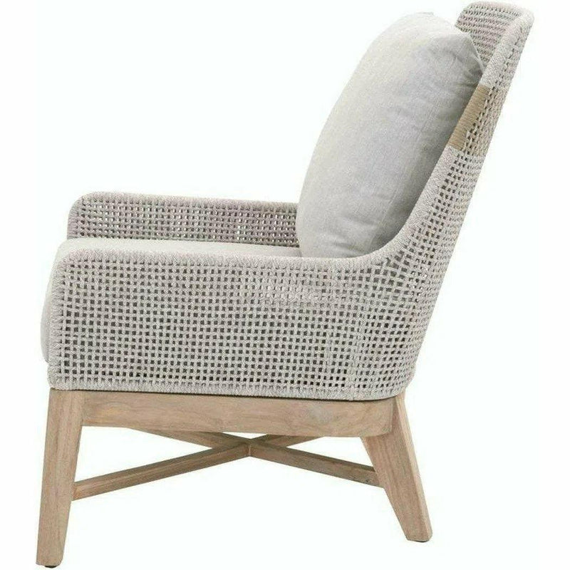 Tapestry Outdoor Club Chair Taupe & White Rope and Teak Outdoor Lounge Chairs LOOMLAN By Essentials For Living