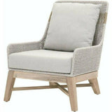 Tapestry Outdoor Club Chair Taupe & White Rope and Teak Outdoor Lounge Chairs LOOMLAN By Essentials For Living