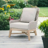 Tapestry Outdoor Club Chair Taupe & White Rope and Teak Outdoor Lounge Chairs LOOMLAN By Essentials For Living