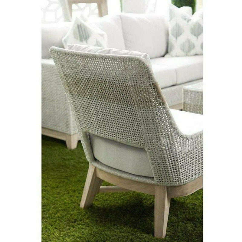 Tapestry Outdoor Club Chair Taupe & White Rope and Teak Outdoor Lounge Chairs LOOMLAN By Essentials For Living