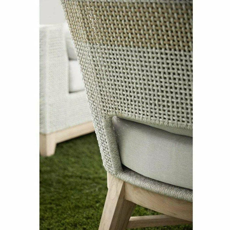 Tapestry Outdoor Club Chair Taupe & White Rope and Teak Outdoor Lounge Chairs LOOMLAN By Essentials For Living