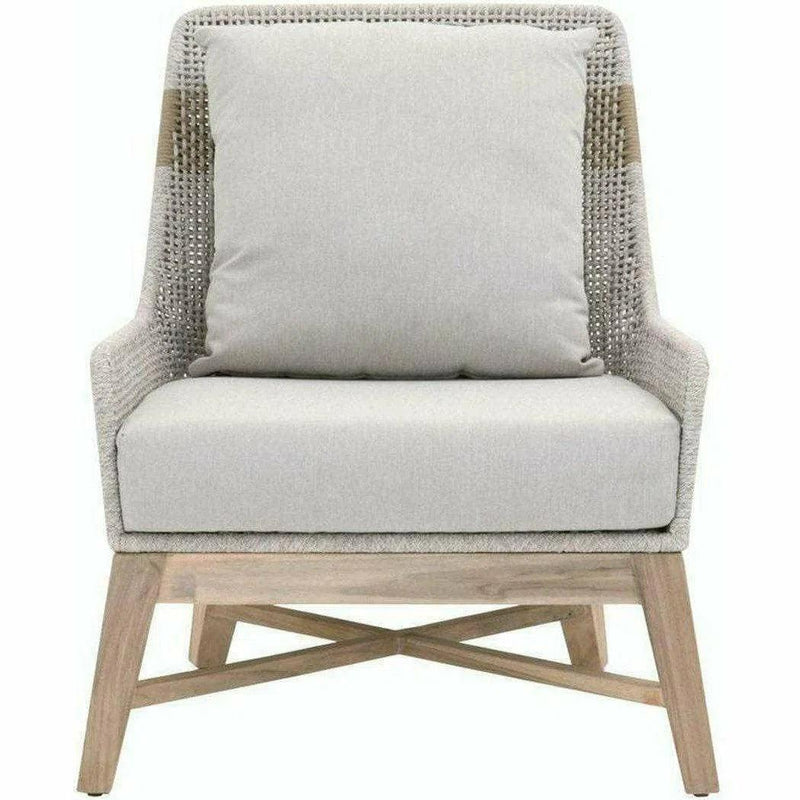 Tapestry Outdoor Club Chair Taupe & White Rope and Teak Outdoor Lounge Chairs LOOMLAN By Essentials For Living