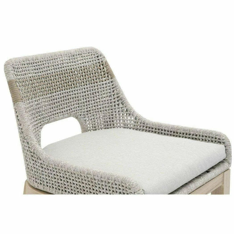 Tapestry Outdoor Counter Stool Taupe & White Rope and Teak Outdoor Counter Stools LOOMLAN By Essentials For Living