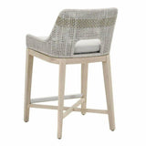 Tapestry Outdoor Counter Stool Taupe & White Rope and Teak Outdoor Counter Stools LOOMLAN By Essentials For Living