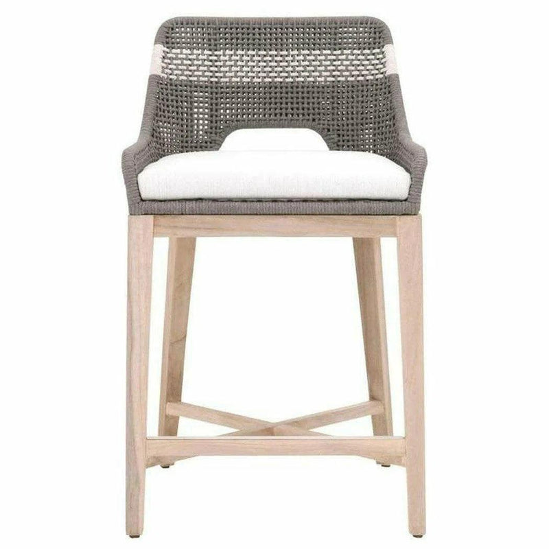 Tapestry Outdoor Counter Stool Teak Wood and Dove Rope Outdoor Counter Stools LOOMLAN By Essentials For Living