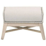 Tapestry Outdoor Footstool Taupe & White Flat Rope Gray Teak Outdoor Ottomans LOOMLAN By Essentials For Living