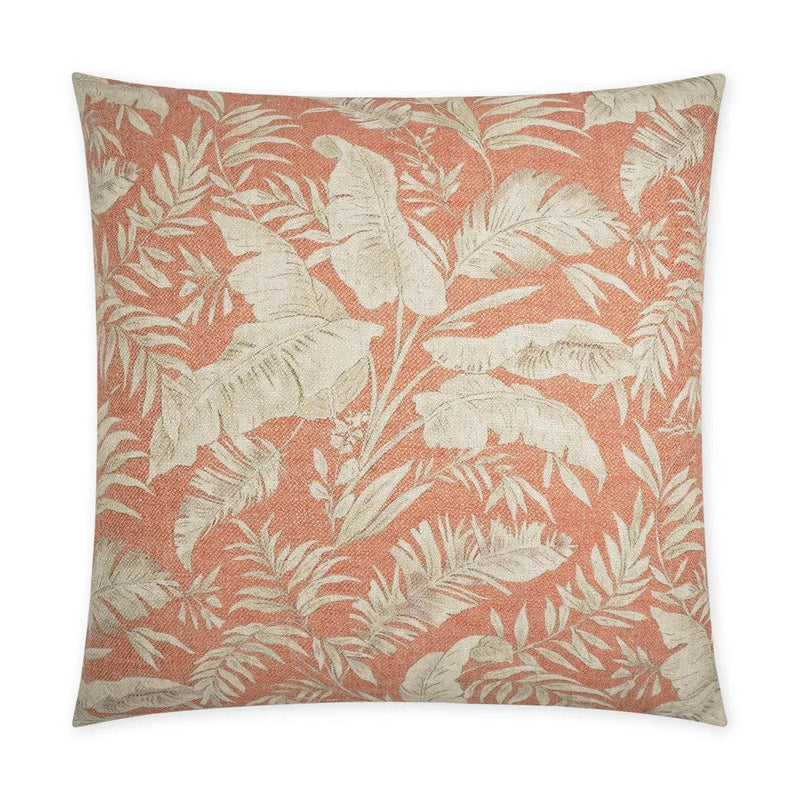 Taranto Coral Beach Floral Salmon Large Throw Pillow With Insert Throw Pillows LOOMLAN By D.V. Kap