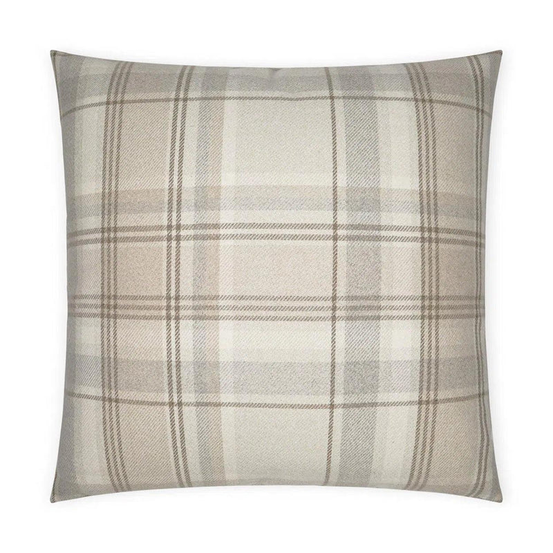 Tartan Buff Plaid Check Tan Taupe Brown Ivory Large Throw Pillow With Insert Throw Pillows LOOMLAN By D.V. Kap