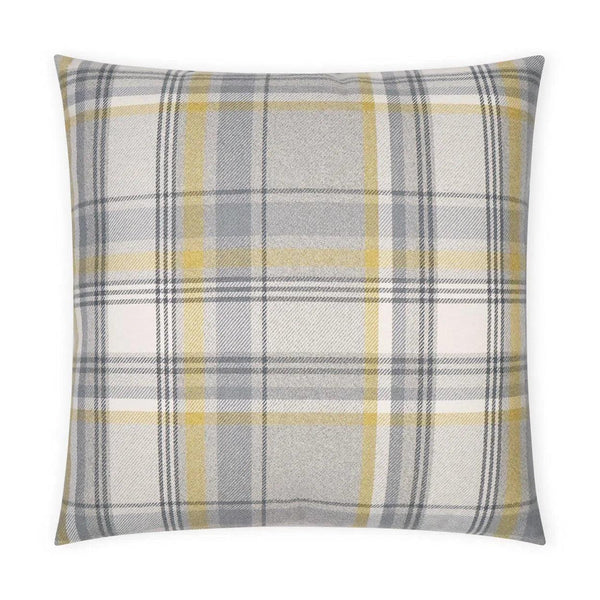 Tartan Charcoal Plaid Check Yellow Grey Large Throw Pillow With Insert Throw Pillows LOOMLAN By D.V. Kap