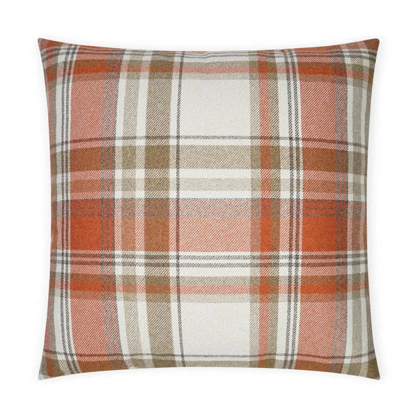 Tartan Hickory Plaid Check Brown Copper Large Throw Pillow With Insert Throw Pillows LOOMLAN By D.V. Kap