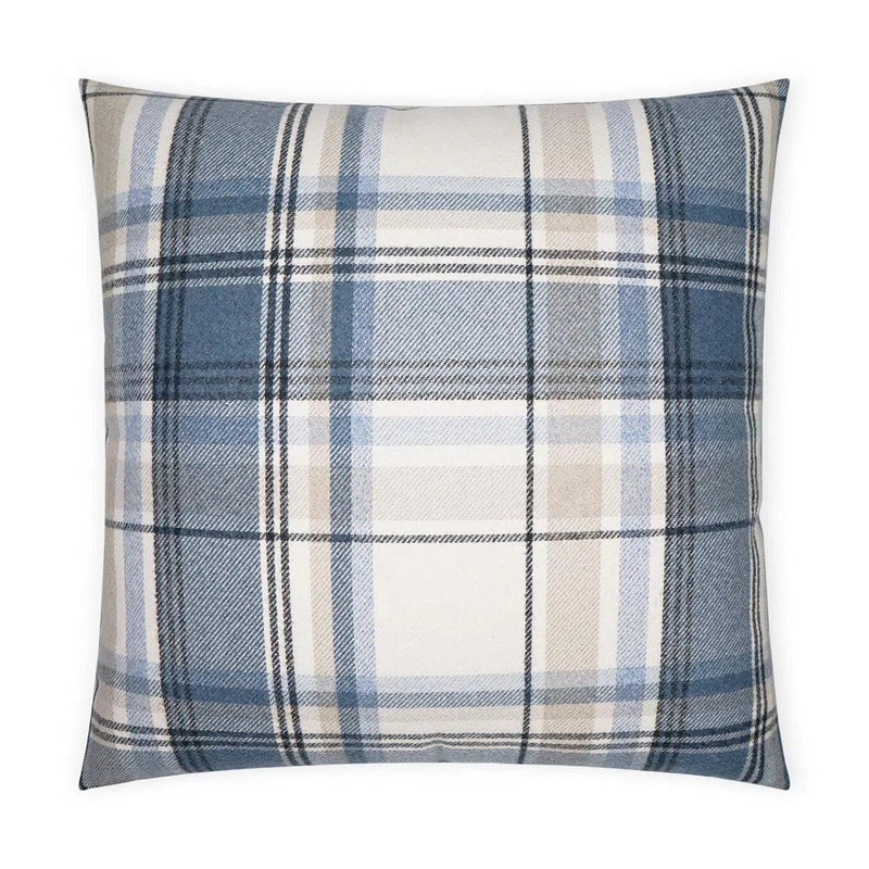 Tartan Navy Plaid Check Navy Large Throw Pillow With Insert Throw Pillows LOOMLAN By D.V. Kap