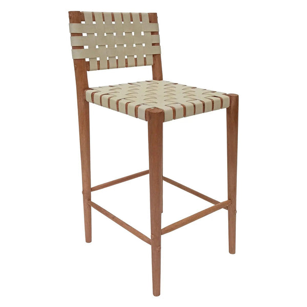 Taupe Leather Barstool Perry Bar Stools LOOMLAN By Peninsula Home