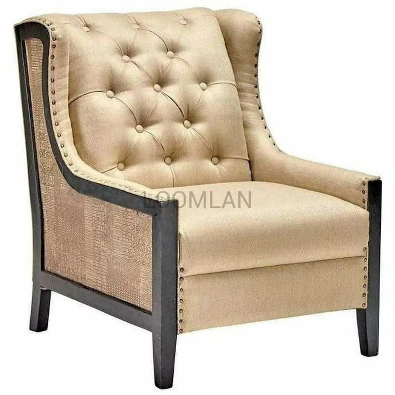 Taupe Tufted Armchair Wingback Style Nail Head Trim Club Chairs LOOMLAN By LOOMLAN