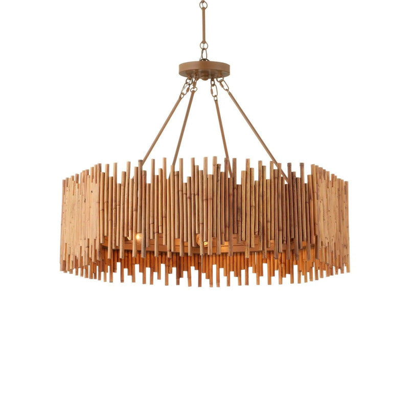 Teahouse Rattan and Iron Brown Chandelier Chandeliers LOOMLAN By Currey & Co