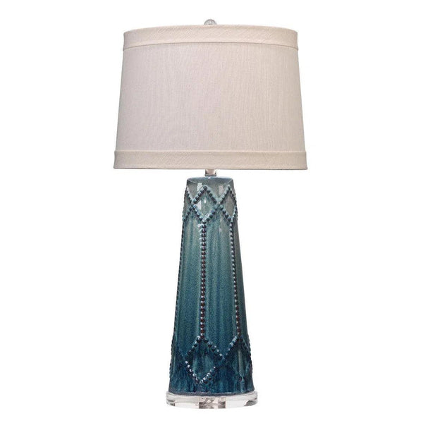 Teal Ceramic Hobnail Table Lamp Table Lamps LOOMLAN By Jamie Young