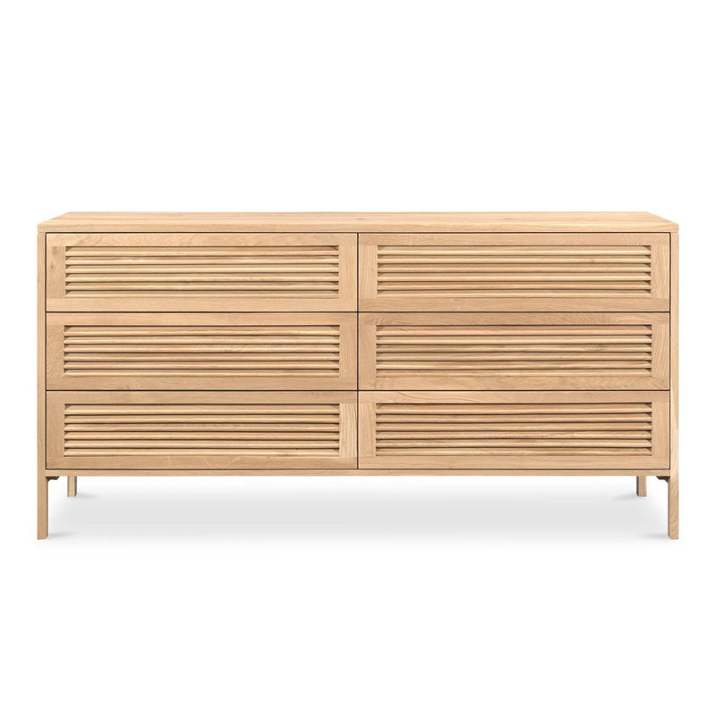 Teeda Natural Wood 6 Drawer Dresser Dressers LOOMLAN By Moe's Home