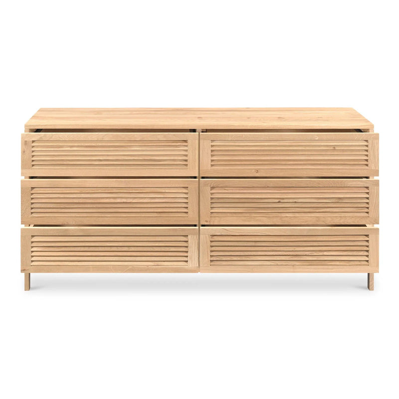 Teeda Natural Wood 6 Drawer Dresser Dressers LOOMLAN By Moe's Home