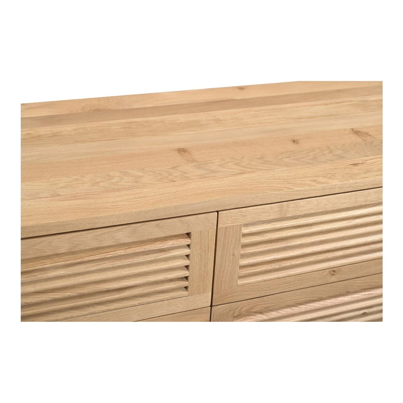 Teeda Natural Wood 6 Drawer Dresser Dressers LOOMLAN By Moe's Home