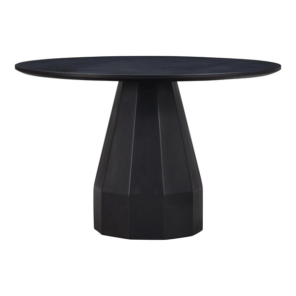 Templo Concrete and Steel Black Outdoor Round Dining Table Outdoor Dining Tables LOOMLAN By Moe's Home