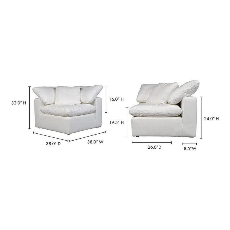 Terra Condo White Stain Resistant Performance Modular Corner Chair Modular Components LOOMLAN By Moe's Home