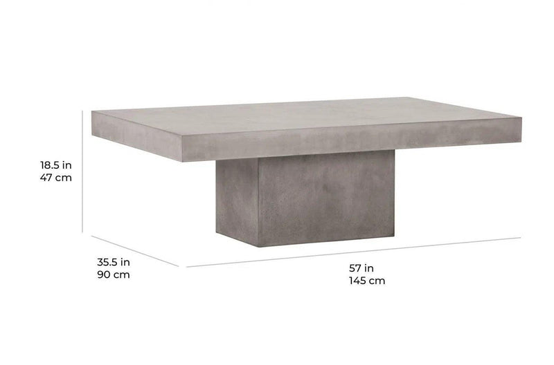 Terrace Concrete Coffee Table - Ivory White Outdoor Coffee Table Outdoor Coffee Tables LOOMLAN By Seasonal Living